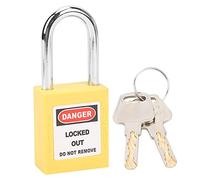 Xiuganpo 38mm Lockout Lock Steel Safety Padlock for Tagging Applications, Chrome-Plated Lock Beam, Suitable for Nuclear Energy, Logistics Transport, Nylon PA Material, 1.5 Inch Beam Length (Yellow)