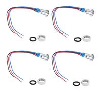 Xiuganpo 4 Sets Pre-Wired Round LEDs Metal Lights 2-Color Indicators for Car Modifications, Brass Chrome Plated, 8mm (Red Blue)