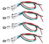 Xiuganpo 4 Sets Pre-Wired Round LEDs Metal Lights 2-Color Indicators for Car Modifications, Brass Chrome Plated, 8mm (Red Green)