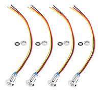 Xiuganpo 4 Sets Pre-Wired Round LEDs Metal Lights 2-Color Indicators for Car Modifications, Brass Chrome Plated, 8mm (Red Yellow)