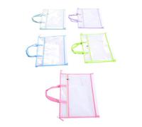 Xiuganpo 5 Pack A3 PVC Mesh Craft Storage Tote with Zip Lock Closure, Clear See Through Design, Dual Tier Inner Compartment for Embroidery, Knitting, Quilting Needlecraft Supply (45x33x7cm)