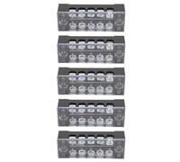 Xiuganpo 5 Sets Power Distribution Block, M3 Screw Terminal Bus Bar | 5-Terminal 600V 15A Stud Bus Bar with Transparent Cover for Car, Boat, RV