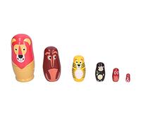 Xiuganpo 6Pcs Nesting Dolls Set Cute Wooden Animal Pattern Decorative Toy for Kids Birthdays and Holidays