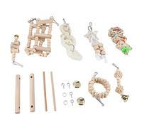 Xiuganpo 8 Pcs Natural Wooden Bird Cage Toys with Spiral Ladders | Chewing Swing Set for Parakeets, Climbing Ladder, Hanging Perch, Foot Rest Toy for Small Birds, Macaws, Conures