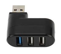 Xiuganpo 90 Degree Rotatable USB Hub Durable Data Transfer for Desktop PC Supports Hot Swap 3 Port USB 3.0 Hub for OS X Users ABS Material (Black)