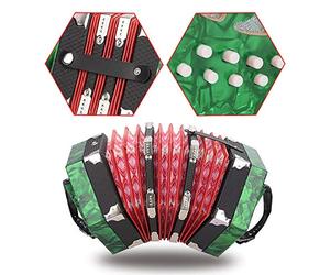 Xiuganpo Accessory for Accordion Concertina with 20 Buttons - Lightweight ABS Material - Easy to Learn Suitable for All Ages Includes Carrying Bag (Green)