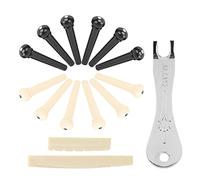 Xiuganpo Acoustic Guitar Bridge Pin Set Durable Folk String Peg Kit with Saddle Nut Puller for Acoustic Guitars, Metal + Plastic