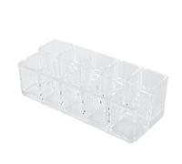 Xiuganpo Acrylic Lipstick Holder Organizer with 10 Grid Storage Space for Cosmetics Display Stand, Transparent Rack for Home Use and Cosmetics Store, Durable and Firm, 6.8 X 2.7 X 2 Inches