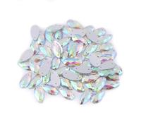 Xiuganpo Acrylic Resin Crystal Shiny Decorative Buttons for Sewing Craft, 200pcs Flatback Crystal with Hole for Fashion Accessories Decoration (9 * 18mm Water Drop net)