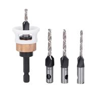 Xiuganpo Adjustable Countersink Drill Bit Set, Aluminum Alloy 4 Flute, 4 Bits 2.8 4mm, Depth Control Ring & Hex Wrench, for Wood Screw Holes, Tungsten Carbide Blade