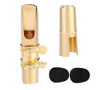 Xiuganpo Alto Sax Mouthpiece, 3.5x1.2in Eb Sax Mouthpiece with Cap and 2 Pads, Durability & Longevity, Easy Installation, Exquisite Brass Saxophone for Lovers, Gold