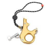 Xiuganpo Aluminum Alloy Archery Thumb Release, 3 Finger Grip Adjustable Bow Release Aid for Compound Bow with 360° Rotation D Loop Rope, Ambidextrous Hunting Accessories for Left or Right (Gold)