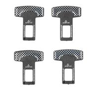 Xiuganpo Aluminum Alloy Belt, 4PCS Carbon Fiber Car Safety Buckle Stopper for Universal Van Truck SUV, Auto Accessories, Anti Scratch Noise, Easy Install with Silicone Protector