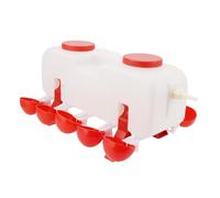 Xiuganpo Automatic Chicken Waterer 10L Double Row Poultry Drinker with 10 Cups for Duck Geese Quail, Large Capacity Farm Waterer, Auto Refill Float Valve, Rustproof Polypropylene Outdoor