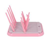 Xiuganpo Baby Bottle Drying Rack, Portable Multifunctional Detachable Bottle Drain for Home Use, PVC- Safe Holder for Mothers (Pink)