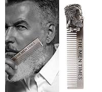 Xiuganpo Beard Comb, Stainless Steel Rust Free Alkali Resistance Comb Portable Pocket with Gentleman Shaped Handle for Men Travel Home Use