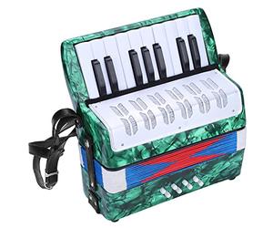 Xiuganpo Beginner 17 Key Accordion with 8 Bass Buttons, Easy-to-Learn Lightweight Concertina for Children, Improve Musical Talent (Green)