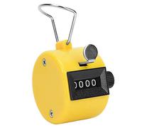 Xiuganpo BERM 4-Digits Hand Tally Counter Durable Handheld Counter with Hook for Event Staff Green 1.8 X 1.3in (Yellow)