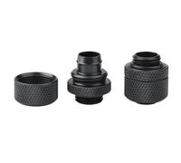 Xiuganpo Brass Two-Touch Fitting with Hiding Silicon Ring for PC Water Cooling, Durable Material, 2PCS Black/Silver G1/4 Thread Tube Connector for 9.5mm/12.7mm Tubes (Black)