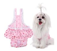 Xiuganpo Breathable Sweet Dots Menstrual Sanitary Suspender Pants for Dog Puppy, Adjustable Shoulder Strap, Prevents Mess, Suitable for Small/Medium Dogs (M)