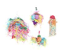 Xiuganpo Bright Hanging Bird Toys for Parrots with Chew and Climb Functionality Eco-Friendly Material Set of 4