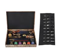 Xiuganpo British Style Wax Quill Pen Set Delicate Stamp Dipped in Water for Collectors, for Elders Material: Feather, Composite Wood (1 Pen + 6 Ink and Letter Opener) (SP271902R sprinkled with gold
