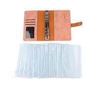 Xiuganpo Budget A6 Multiple Pockets Stainless Steel Rings PU Leather Cover Portfolio for Office School Business, Durable Material Money Notebooks with Pockets (Pink)