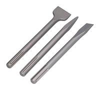 Xiuganpo Carbon Steel Chisel Set Efficiently Removes Concrete and Tiles for Industrial Work, 3Pcs Scaling Flat Point Hammer Drill Bits for Electric Hammer Drills (SDS MAX (Five pits))