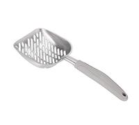 Xiuganpo Cat Litter Scoop Deep Shovel Effective Sand Cleaning Tool for Kitty, Stainless Steel Pet Spatula with Anti-Skid Handle, 14.2x5.1x1.6 Inch Cat Toilet Scoop (Gray)