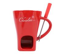 Xiuganpo Chocolate Candle Cup, Mini Sweet Fondue Cup Ceramic Chocolate Fondue Mug for Ice Cream Cheese Butter, Candle, Fork, for Camping, Date, Movie Night, Birthday, Wedding Gifts (Red)