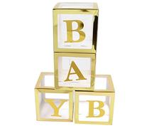 Xiuganpo Clear Baby Boxes Lightweight Safe Harmless Pre Folded Baby Shower Balloon Box for Party Backdrop 4-pack for Anniversaries, Celebrations Paper Plastic