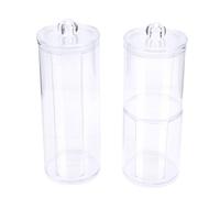 Xiuganpo Cotton Round Holder, Stackable Clear Acrylic Dust Proof Cotton Pad Holder, Rounds Container with Removable Lids for Bathroom Vanity Makeup Organizer (2 Piece Set)