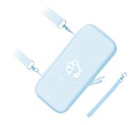 Xiuganpo Cute Cat Carrying Case, PU Leather Hard Case, Soft Lining, Large Capacity for Game Console Accessories (Hyacinth Blue)