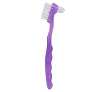 Xiuganpo Denture Brush, Soft Bristles Removes 99% Plaque False Teeth Toothbrush, Ergonomic Handle Portable Denture Cleaner with Travel Case for Partial Half Complete Dentures (Purple)