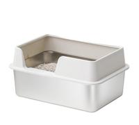 Xiuganpo Extra Large Stainless Steel Cat Litter Box, 19.69 X 13.78 X 7.87in, Never Absorbs Odors, Anti Urine Leakage, Easy Cleaning, High Sided for Cats, Rabbits, Bunnies (Small White)