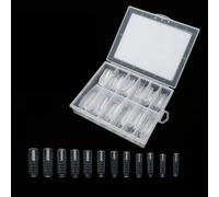 Xiuganpo False Nail Tips, Measurement Scales Transparent Nail Tips, Artificial Nails with 120 Pieces for Gel Polish Art (membrane 1)