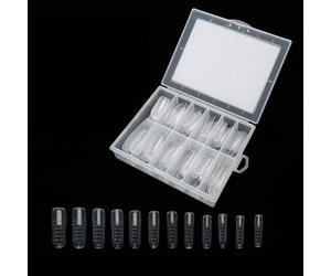 Xiuganpo False Nail Tips, Measurement Scales Transparent Nail Tips, Artificial Nails with 120 Pieces for Gel Polish Art (membrane 1)