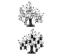 Xiuganpo Family Tree Photo Frame Elegant Display Tree for Hanging Pictures Home Decor for Parents and Friends, Metal Material (L Comes with 12 photo frames of 6.4 * 4.6cm)