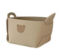 Xiuganpo Felt Foldable Storage Basket with Handles for Home Desktop Organization and Decor, Bear Pattern, Suitable for Living Rooms and Bedrooms, Felt Material, 14.2 X 9.8 X 9.1in (Beige)
