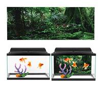 Xiuganpo Fish Tank Self Adhesive Rainforest Background Poster for Reptile Box Decor 61x30cm Easy to Paste Aquatic Animal Lovers (61 * 30cm)
