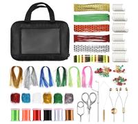 Xiuganpo Fly Tying Tool and Material Kit for Starter Fishing Lure Making, Attractive Beads for Fly Lures, Flashy Crystal Dressing for, Ideal Dub Wings, Knot Finisher, Threader for Bobbins