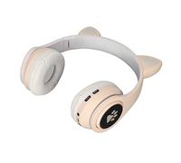 Xiuganpo Glowing Cat Ears Headphones Cute Wireless Foldable for Kids Stylish Design with LED Lights 40mm Speaker (Khaki)
