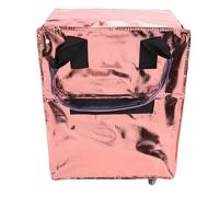 Xiuganpo Grocery Bag on Wheels, Collapsible Shopping Tote with 4 Sturdy 360 Rotating Wheels, Rolling Utility Tote Foldable Design Laundry Basket Nfor Laundry Camping Moving (Rose Gold)