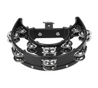 Xiuganpo Hi Hat Tambourine Drum Set with Bright Stainless Steel Bells for Drummers, Guitarists, Singers and Composers, Black Color, Small Size, Portable for KTV