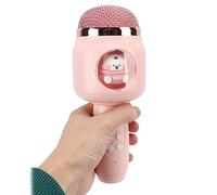 Xiuganpo Kids Wireless Bluetooth Microphone, Portable Handheld Speaker with Crystal Clear Sound, Rechargeable Toy Mic for Home Party KTV, Outdoor Activities, for Children (Pink)