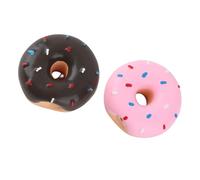 Xiuganpo Latex Pet Doughnut Shape Sounding Teeth Cleaning Toy for Dogs, Interactive Training Chewing Protection Toy for Playful Pups, Brown/Pink 2PCs
