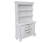 Xiuganpo Mini Dollhouse Accessories Wooden Three Layers Cabinet Exquisite Decoration for Doll House Kids Playmate (White)