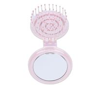 Xiuganpo Mini Hair Brush with Mirror Portable and Compact Detangling Tool for Travel and Daily Use for Women Men Kids (Pearlescent Pink)