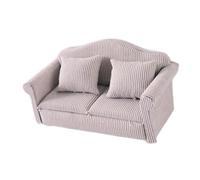 Xiuganpo Miniature Dollhouse Sofa for 1:12 Scale, Striped Design with | Birch Wood Frame, Non-woven Fabric, Compatible WithOb11 and BJD 1/12 Dolls, Farmhouse Style Decor