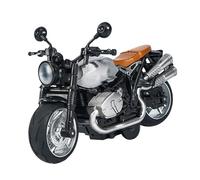 Xiuganpo Motorcycle Model Toy 1:12 Scale Alloy Pull Back Racing Vehicle with Light and Music for Kids Collectibles (Silver Black)